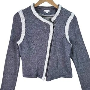 GAP Navy Moto Jacket Textured Knit Zip Front Sweater Size Small